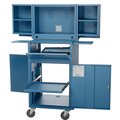 Global Industrial Assembled Mobile Fold-Out Computer Security Cabinet, Blue, 24-1/2W x 22-1/2D x 61-1/2H 695429BLA
